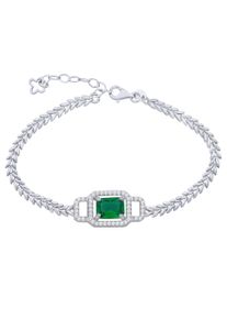 dKeniz Damen Armband "925 Sterling Silber rhodiniert glanz 16,5+4cm Zirkonia Weiß Grün", 16,5 + 4cm, Silber 925 (Sterlingsilber), grün, Silber 925