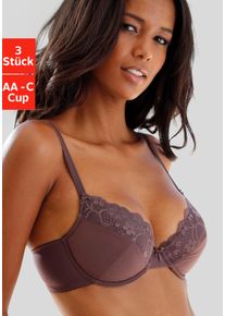 Petite Fleur Damen Push-up-BH, Gr. 70, rosa, Spitze, Jersey, Obermaterial: 59% Polyester, 19% Baumwolle, 11% Elasthan, 11% Polyamid, casual, BHs, mit