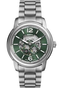 Fossil Herren Automatikuhr "HERITAGE", silber, Armbanduhren, Armbanduhr, Herrenuhr, Mechanische Uhr, Edelstahlarmband, analog