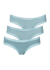 Lascana Damen Brasilslip, Gr. 32, grün, Jersey, Obermaterial: 95% Baumwolle, 5% Elasthan. Spitze: 90% Polyamid, 10% Elasthan, bedruckt, unifarben,