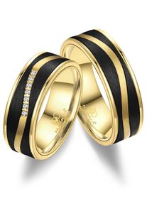 MARRYA Damen Partnerring "Carbon Ringe Trauringe Eheringe Partnerringe", 74, Carbon, schwarz, Carbon, Fingerringe