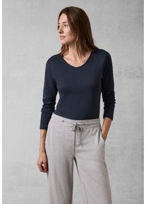 Cecil Damen Langarmshirt, blau, casual, Gr. XXL, unifarben, Web, 100% Baumwolle, Shirts, aus reiner Baumwolle