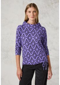 Cecil Damen Langarmshirt, lila, casual, Gr. L, bedruckt, Stoff, 67% Viskose, 28% Polyester, 5% Elasthan, Shirts, mit Tunnelzug am Saum
