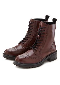Lascana Damen Schnürboots, Gr. 39, rot, Obermaterial: 100% Schafsleder. Futter: 75% Textilmaterial, 25% Schafsleder. Decksohle: 100% Synthetik.