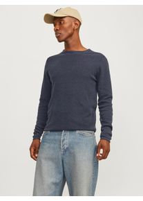 Jack & Jones JACK & JONES Herren Rundhalspullover "JJDEAN KNIT CREW NECK AW24", blau, modisch, Gr. XS, unifarben, Strick, Obermaterial: 100% Baumwolle, Pullover,