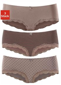 Lascana Damen Panty, Gr. 32, grau, Jersey, Obermaterial: 95% Baumwolle, 5% Elasthan. Spitze: 87% Polyamid, 13% Elasthan, unifarben, gestreift,