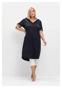 sheego Damen Shirtkleid "Große Größen", blau, casual, Gr. 40, unifarben, Obermaterial: 50% Baumwolle, 50% Modal, Kleider, mit Kontrastdetails und