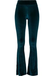Urban Classics Damen Leggings "Urban Classics Damen Ladies High Waist Velvet Boot Cut Leggings", blau, Gr. XXL, unifarben, 92% Polyester, 8%
