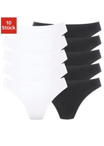 Petite Fleur Damen String, Gr. 32, schwarz-weiß, Single Jersey, Obermaterial: 95% Baumwolle, 5% Elasthan, unifarben, Unterhosen, aus elastischer