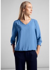 Street One Damen Langarmbluse, blau, casual, Gr. 34, unifarben, Stoff, 88% Viskose, 12% Polyamid, Blusen, aus softer Viskose