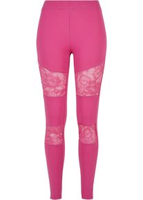 Urban Classics Damen Leggings "Urban Classics Damen Ladies Laces Inset Leggings", lila, Gr. M, unifarben, 94% Baumwolle, 6% Elasthan, Hosen