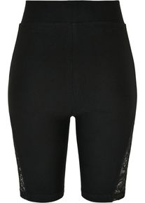 Urban Classics Damen Radlerhose "Urban Classics Damen Ladies High Waist Lace Inset Cycle Shorts", schwarz, Gr. S, unifarben, 94% Baumwolle, 6%