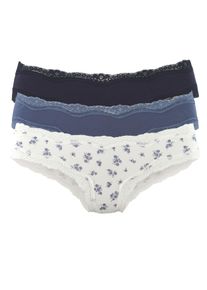 Vivance Damen Brasilslip, Gr. 44, blau, Single Jersey, Obermaterial: 95% Baumwolle, 5% Elasthan. Spitze: 90% Polyamid, 10% Elasthan, unifarben,