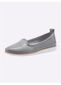 Andrea Conti Damen Slipper, Gr. 36, grau, Glattleder, Leder, sportlich, Schuhe