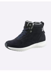 Heine Damen Schnürstiefelette, Gr. 39, blau, Leder, Veloursleder, sportlich, Schuhe