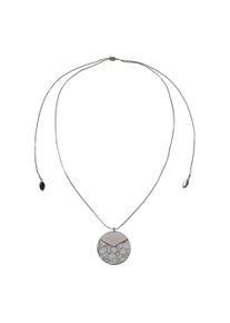 Steuer Damen Kette mit Anhänger "Metall matt 96cm Keramik weiß mit Struktur", 96cm, Keramik, L: 96cm B: 38.0mm, silber, Keramik, B:38.0mm, Halsketten
