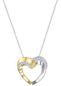 Firetti Damen Kette mit Anhänger "Schmuck Geschenk Silber 925 Halsschmuck Halskette Ankerkette Herz", Silber 925 (Sterlingsilber), L: 45cm B: 1mm,