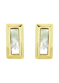 Buckley London Damen Paar Ohrstecker "Messing vergoldet Perlmutt", gelb, Messing, Ohrringe