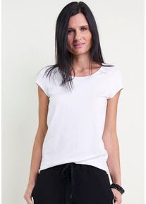 Seidel Moden Damen T-Shirt, weiß, casual, Gr. 40, unifarben, Jersey, Obermaterial: 96% Viskose, 4% Elasthan, Shirts, mit Kappenärmel, MADE IN GERMANY