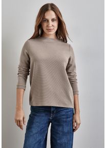 Street One Damen Langarmshirt, beige, casual, Gr. 38, unifarben, Stoff, 65% Polyester, 33% Viskose, 2% Elasthan, Shirts, mit feinem Streifenmuster