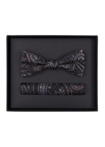 Venti Herren Fliege "Venti Set aus Fliege und Einstecktuch gemustert", grau, 100% Baumwolle, Fliegen
