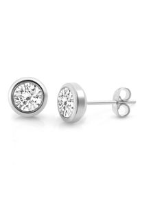 ZEEme Damen Paar Ohrstecker "Edelstahl mit weißem Zirkonia 6mm", weiß, Edelstahl, Ohrringe
