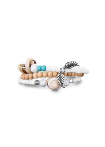 Steuer Damen Armband "Set aus 3 Strech-Armbändern mit Muschelzierde", 19cm, Metall, beige, Metall, Armbänder