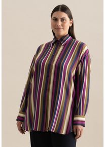 Seidensticker Damen Longbluse "Schwarze Rose", blau, Gr. 50, gemustert, 100% Viskose, Blusen, Langarm Kragen Druck