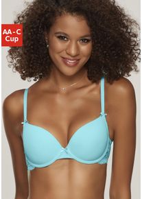Nuance Damen Schalen-BH, Gr. 90, blau, Spitze, Microtouch, Obermaterial: 85% Polyamid, 15% Elasthan, feminin, BHs, im Rücken aus Spitze, Cups aus