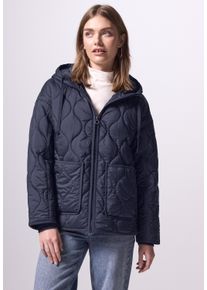 Damen Steppjacke, blau, casual, Gr. 44, STREET ONE STUDIO, gemustert, Stoff, Obermaterial, Futter und Füllung: 100% Polyester, Jacken, mit Kapuze