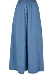 Urban Classics Damen Sommerrock "Urban Classics Damen Ladies Long Wide Light Denim Skirt", blau, Gr. M, unifarben, 100% Baumwolle, Röcke