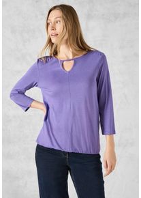 Cecil Damen T-Shirt, lila, casual, Gr. S, unifarben, Web, Stoff, 50% Baumwolle, 50% Modal, Shirts, mit Gummizug im Bund