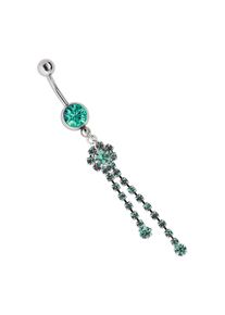 Adelia´s ADELIA ́S Damen Bauchnabelpiercing "Piercing Bauchnabelpiercing", grün, Chirurgiestahl, Piercings, Zirkoniakugel mit Ketten Blumen Stein Anhänger