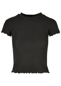 Urban Classics Damen Longsleeve "Urban Classics Damen Ladies Short Rib Tee", schwarz, klassisch, Gr. 5XL, unifarben, 95% Polyester, 5% Elasthan,