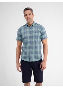 Lerros Herren Kurzarmhemd "Lerros Kariertes Kurzarmhemd für Herren", blau, Gr. S, 60% Polyester, 40% Baumwolle, Hemden