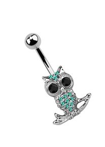 Adelia´s ADELIA ́S Damen Bauchnabelpiercing "Piercing Piercing Bauchnabelpiercing", silber, modisch, Chirurgiestahl, Piercings, Banane 316l Stahl, Eule auf