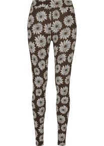 Urban Classics Damen Leggings "Urban Classics Damen Ladies Soft AOP Leggings", braun, Gr. 4XL, 85% Polyester, 15% Elasthan, Hosen