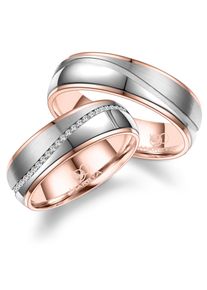 MARRYA Damen Partnerring "Edelstahl Ringe Trauringe Eheringe Partnerringe", 64, Edelstahl, rosa, Edelstahl, Fingerringe