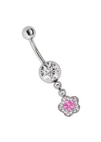 Adelia´s ADELIA ́S Damen Bauchnabelpiercing "Piercing Bauchnabelpiercing", rosa, Chirurgiestahl, Piercings, Banane mit 8 mm Zirkoniakugel in klar