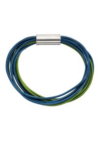 ZEEme Damen Armband "Leder 9-reihig türkis mit Magnetverschluß aus Stahl 19cm lang", 19cm, Edelstahl, blau, Edelstahl, Armbänder