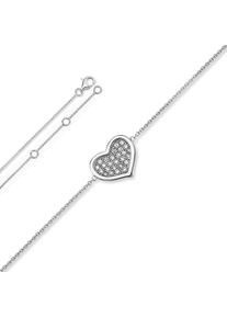 ONE ELEMENT Damen Silberarmband "Zirkonia Herz Armband aus 925 Silber 18 cm", 18, silber, Armbänder, Damen Silber Schmuck Herz