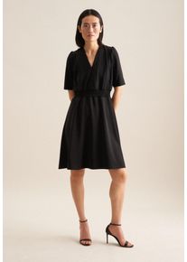Seidensticker Damen Sommerkleid "Schwarze Rose", schwarz, Gr. 40, unifarben, 100% Polyester, Kleider, Kurzarm V-Neck Uni