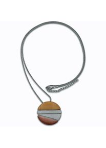 Steuer Damen Kette mit Anhänger "Moderner Metallanhänger an Longkette, tricolor", 100cm, Metall, L: 100cm B: 1.5mm, silber, Metall, B:1.5mm,
