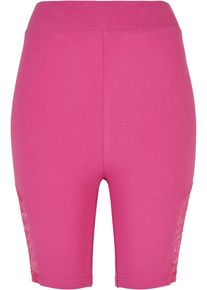 Urban Classics Damen Radlerhose "Urban Classics Damen Ladies High Waist Lace Inset Cycle Shorts", lila, Gr. XL, unifarben, 94% Baumwolle, 6%