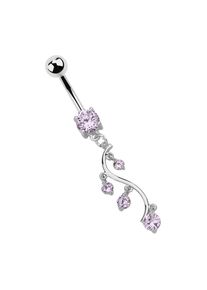 Adelia´s ADELIA ́S Damen Bauchnabelpiercing "Piercing Bauchnabelpiercing", lila, Chirurgiestahl, Piercings, Mit 7 mm gefasstem Stein und Anhänger