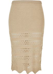 Urban Classics Damen Sommerrock "Urban Classics Damen Ladies 3/4 Crochet Knit Skirt", beige, Gr. XL, unifarben, 100% Polyacryl, Röcke