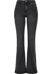 Urban Classics Damen Bequeme Jeans "Urban Classics Damen Ladies High Waist Flared Denim Pants", schwarz, casual, Gr. 29, unifarben, 98% Baumwolle, 2%