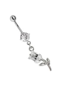 Adelia´s ADELIA ́S Damen Bauchnabelpiercing "Piercing Bauchnabelpiercing", transparent, Titan, Piercings, mit rundem, gefasstem Zirkonia und Anhänger