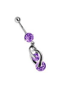 Adelia´s ADELIA ́S Damen Bauchnabelpiercing "Piercing Bauchnabelpiercing", lila, Titan, Piercings, offener 8mm Stein mit filigranem Doppelsteinhänger