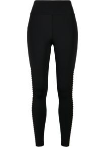 Urban Classics Damen Leggings "Urban Classics Damen Ladies Highwaist Biker Tech Mesh Leggings", schwarz, Gr. XL, unifarben, 80% Polyamid, 20%